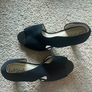 Velvet Black Retro Heels